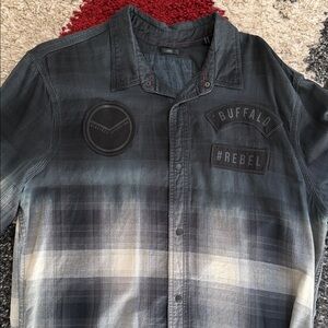 Buffalo David Bitton Black and Gray Casual Button snap button